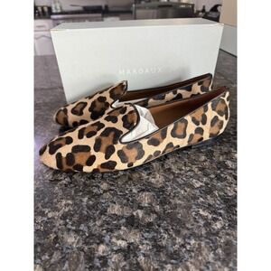Margaux Black Leopard Suede Classic Loafers New Size 43N. US 12 NWB
